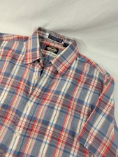 Towncraft Vintage Lightweight Tapered Button Shirt Short Sleeve Plaid Size L