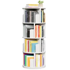 Rotating Bookshelf, 360° Rotating Bookcase for Small Space, Corner Bookcase f...
