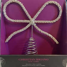 NEW- VIRAL Christian Siriano Silver Rhinestone Bow Tree Topper CHRISTMAS