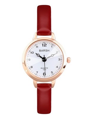 JSDDE Easy Reader Damen arabische Ziffern Analog Quarz Uhr dünnes Armband PU