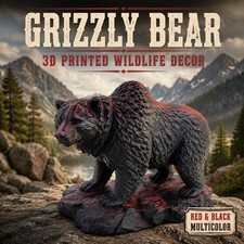 Grizzly Bear 3D Printed Wildlife Decor Figuri...