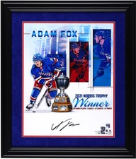 Adam Fox New York Rangers Framed Signed 16x20 2021 Norris Trophy Stylized Photo