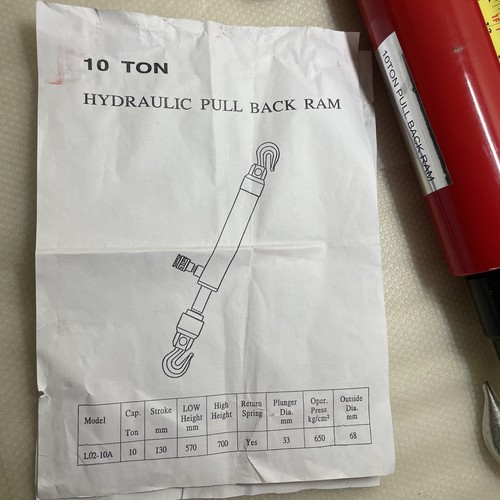 10 Ton Hydraulic Pull Back Ram Body Shop Frame Porta Power Tools **AS IS**NEW*** - Foto 6 di 11
