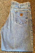 Carhartt Denim Jeans Mens 42x32 Blue Relaxed Fit Tapered Leg B17 STW