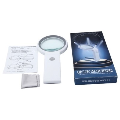 Magnifying Glass With 18 LEDs, Double Power Lens For Close Work Coin Inspection