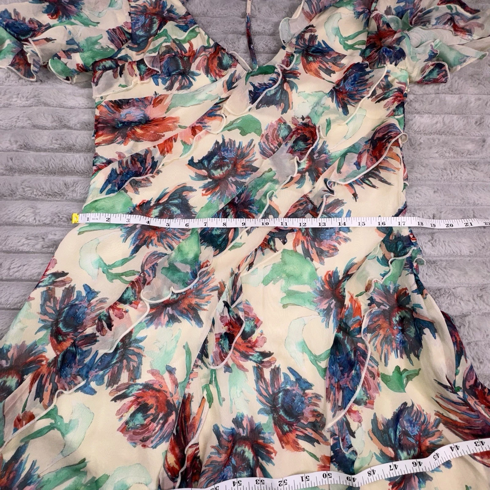 VETEMENTS Abito Anthropologie medio stampato foderato trasparente mini arte floreale da indossare fata