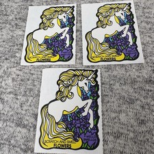 Lot of 3 Scratch and Smell Sniff Stickers Flowers Unicorn Mello Smellos 1980s