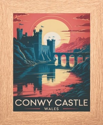 CONWY CASTLE - WALES - URLAUB - REISEN - GERAHMTES BILD ODER EIN A4 DRUCK 600-O