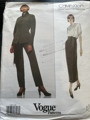 Vogue Patterns Calvin Klein V1202 Jacket Skirt Pants and Scarf