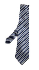 STEFANO RICCI Men  s Tie In Gray. W A Blue Striped Pattern M.i.italy V.G.CON
