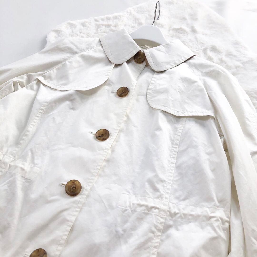 Women's Size L White Trench Coat Jacket by BURBERRY in Cotton thumbnail 6