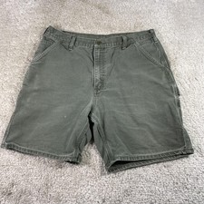 Carhartt Shorts Mens 36 Green Canvas Relaxed Cargo Workwear 8 Inseam B25 MOS