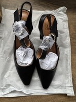Wheres That From Womens Black Mid Heel Sandals Slingback Crystal UK 4 EU 37 New