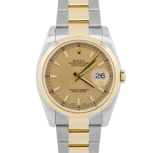2005 PAPERS Rolex DateJust 36mm CHAMPAGNE 18K Gold Steel OYSTE...