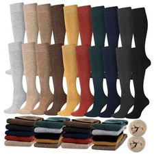 20 Pairs Warm Knee High Socks for Women Winter Long Thermal Socks Multicolor