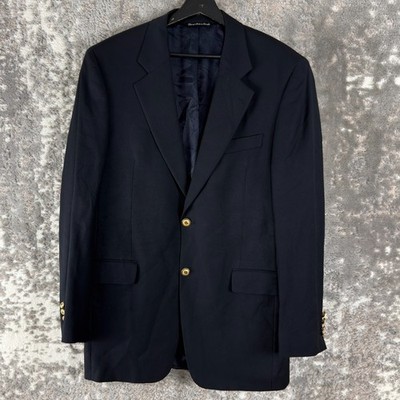 Jack Victor Size 40L Lord & Taylor Minimalist Career Notched Blazer Jacket Black