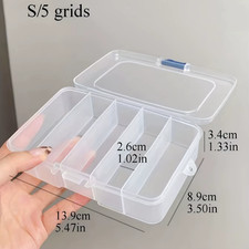 Clear 5/6-Grid Portable Plastic Hair Clips Jewelry Storage Box Accessories Organ