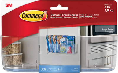 Large Wall Mount Caddy Organizer Clear Adhesive Storage Basket 4 lb Hold