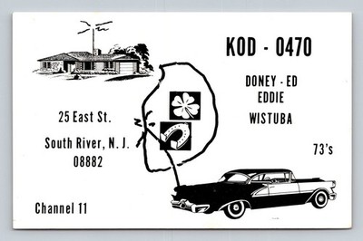 CB QSL/QSO KOD-0470 South River, NJ, USA 1960s Era Channel 11 Car Art