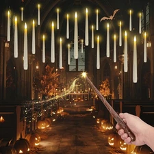 Homemory 20PCS Floating Candles with Wand Remote Magic Hanging Candle with Timer
