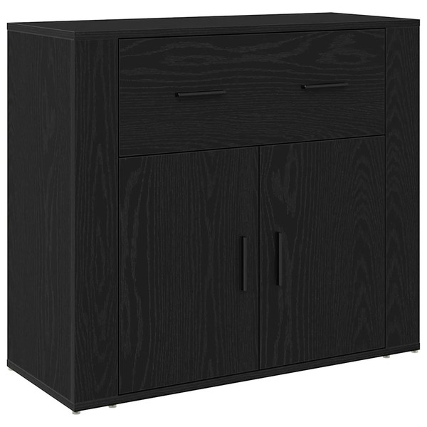 Sideboard Kommode Schwarz Eichenoptik 80X33X70 Cm Holzwerkstoff-image