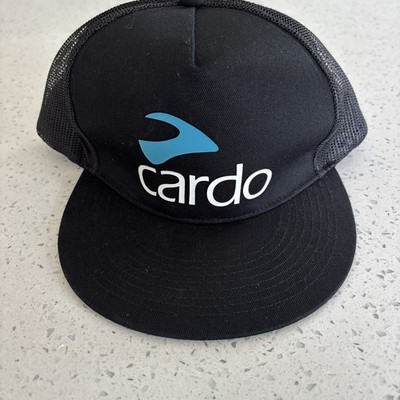 Cardo Systems Black Trucker Hat Snapback Flat Brim Logo Mesh Cap One Size