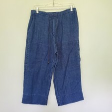 Lauren Ralph Lauren Womens 10 Crop Pant 100 Linen Lagenlook Coastal Denim Look