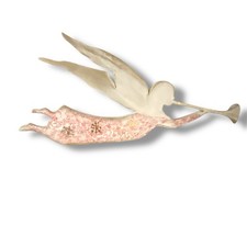 Angel Wood Folk Art Wall Hanging Handmade Vintage Christmas Heralding Angel