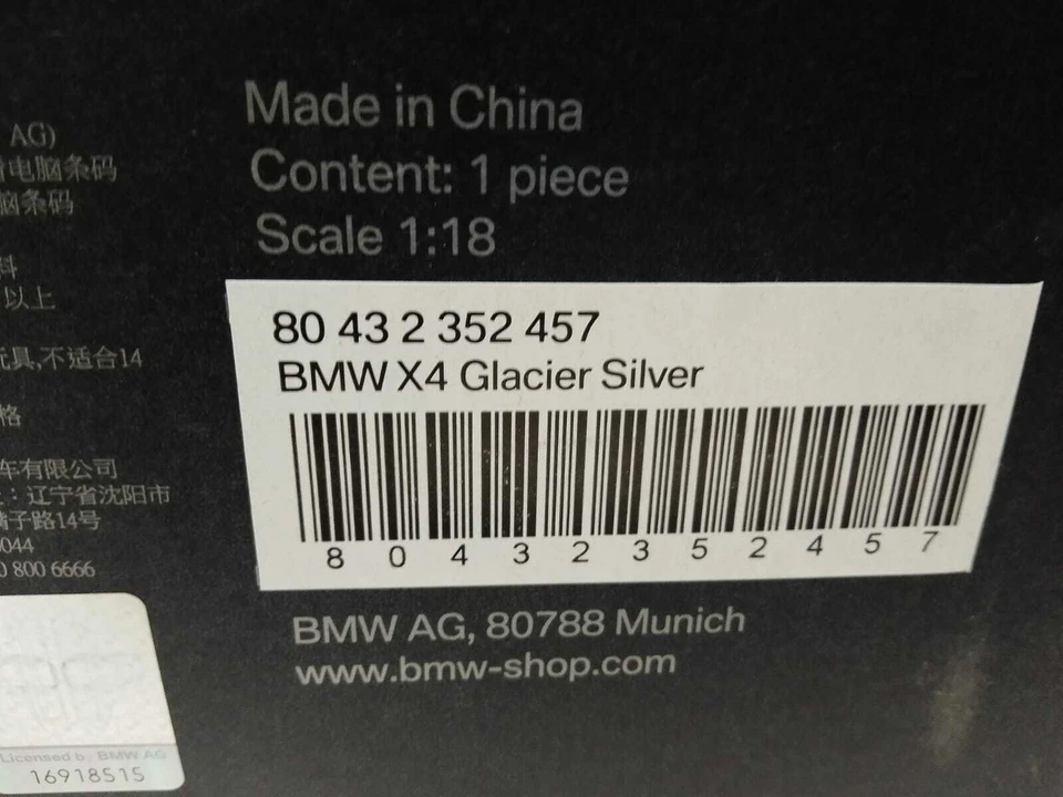 Modelos Paragon BMW X4 Plata Glaciar 2014 Caja De Concesionario 1/18 80432352457 - Imagen 3 de 3
