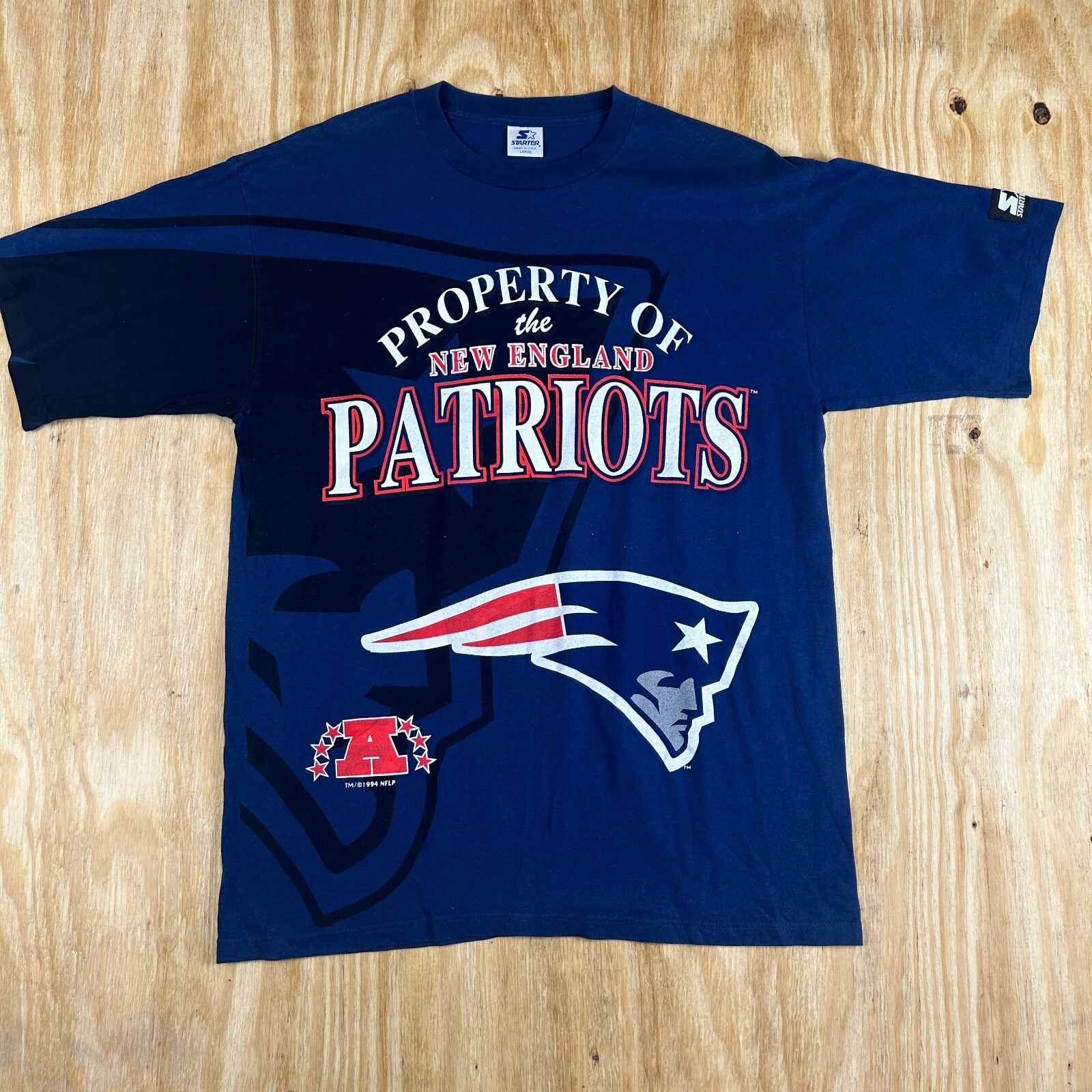 VTG Starter NFL New England Patriots Sportswear Fan Apparel Blue Tee Men's L 90s