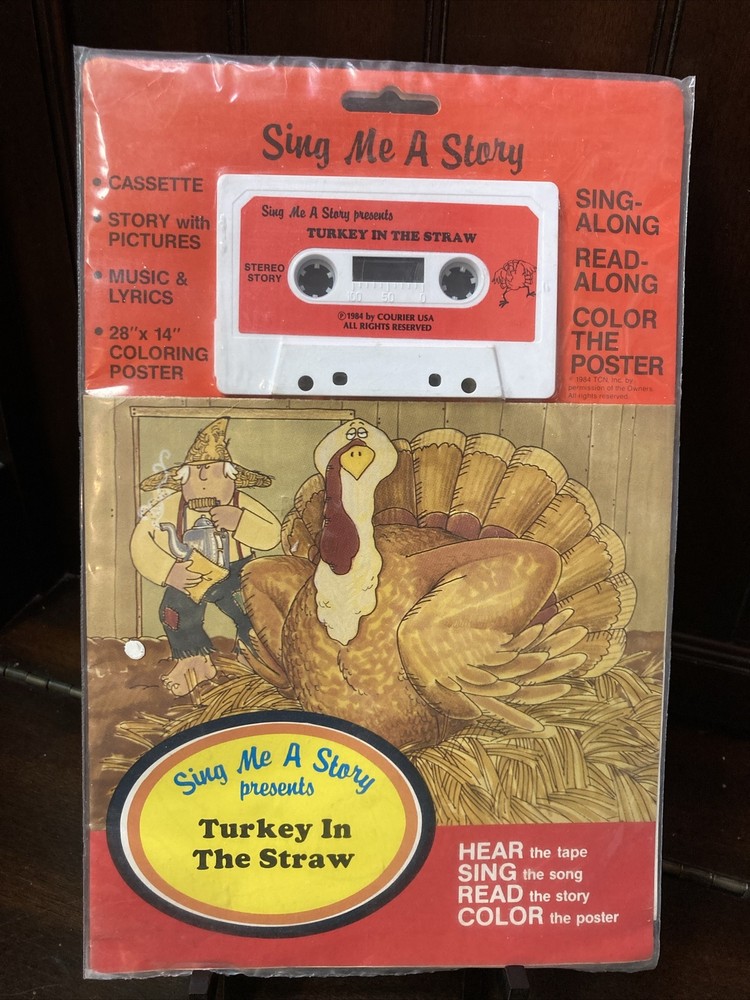 VTG 1984 Cassete Tape Sing Me A Story Turkey In The Straw With Poster And Story