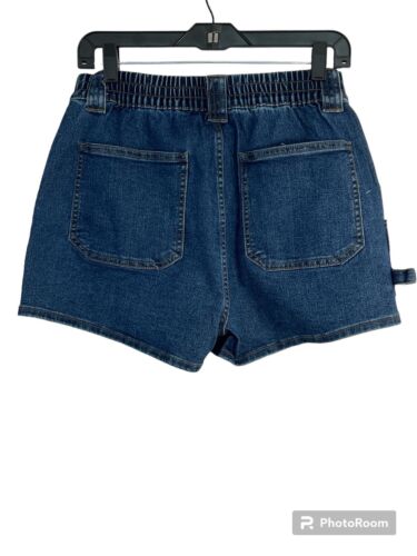NO BOUNDARIES Carpenter Elastic Back Shorts High Rise Juniors 1 Dark Wash - Picture 4 of 5