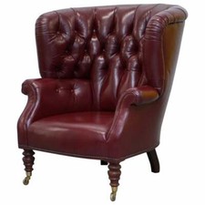 RRP £7000 OXBLOOD LEATHER BAKER FURNITURE CHESTERFIELD PORTERS BARREL ARMCHAIR