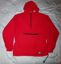 VTG LL BEAN RED PULLOVER HOODIE WINDBREAKER ANORAK JACKET MEN MEDIUM 80s 90s USA