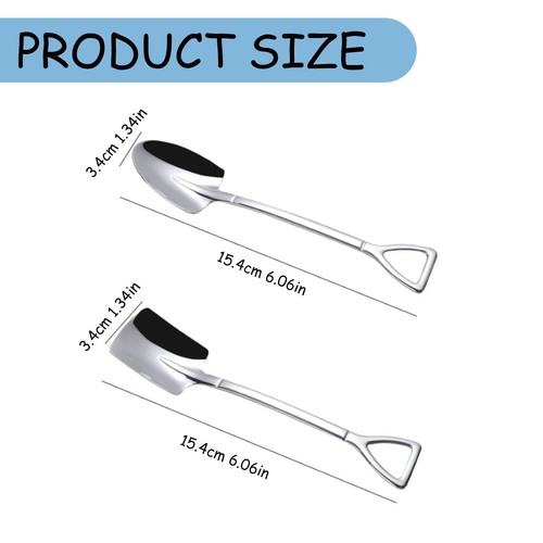 Stainless Steel Shovel Long Handle Spoon Silver Coffee Cream Spoon 15.4cm Long - Picture 15 of 19