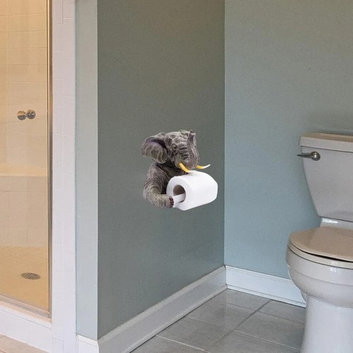 Novelty Elephant Toilet Roll Holder Wall Mounted Unique Bathroom Safari Ornament - Picture 15 of 24