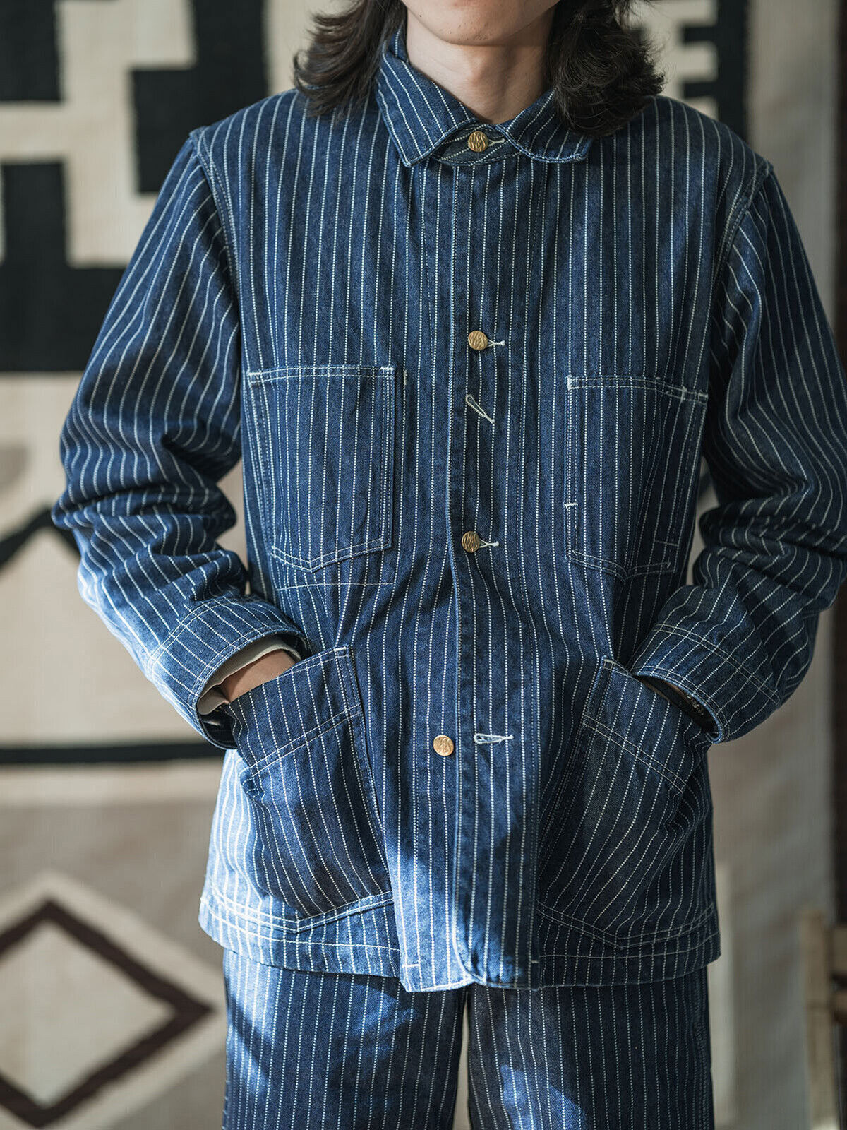 RRL WABASH STRIPE JACKET カバーオール M