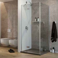 BOX DOCCIA 3 LATI IN PVC 90X70X90CM PROFILO BIANCO VETRO TRASPARENTE SCORREVOLE