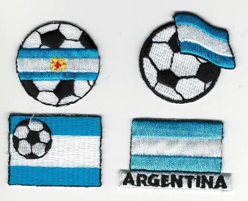 2) Argentina National Futball Team + Flag Embroidered 2in Iron / Sew-On Patch