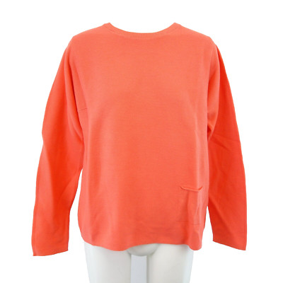 OUI sweater women's orange 40 L fine knit lightweight top cotton pocket New