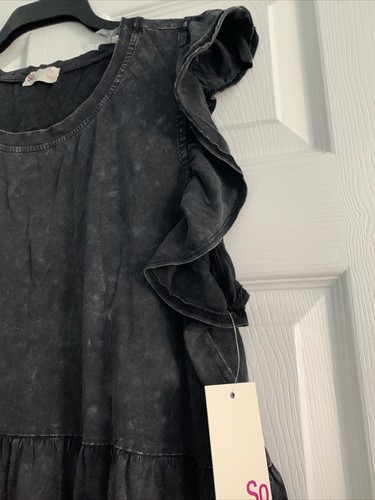 Sho Women's Mineral Wash Sleeveless Shirt Dress Black Size Mid Calf - Picture 10 of 12