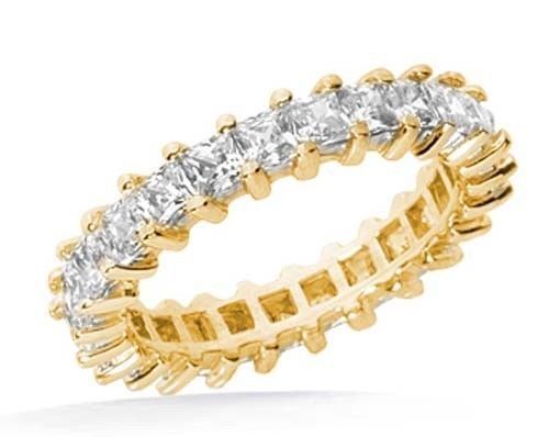 3.41 carat Princess cut Diamond Ring 14k Yellow Gold Eternity Band VS clarity