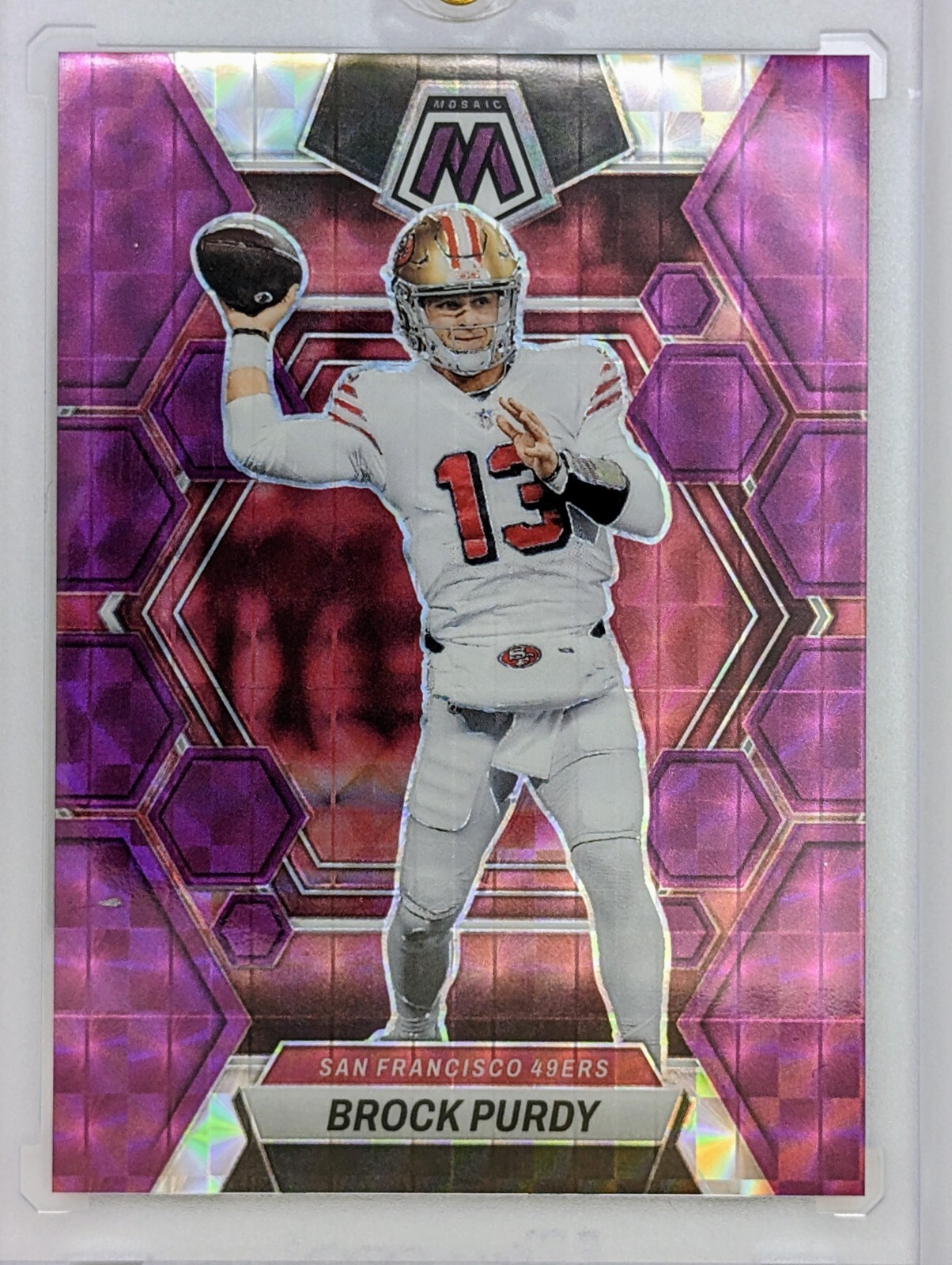 🔥Brock Purdy 2023 Panini Mosaic #211 Purple Mosaic Prizm 09/49
