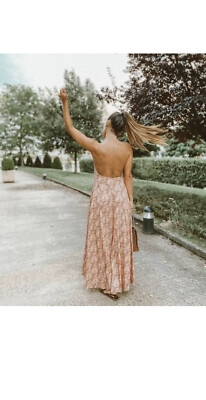 pink backless dress zara Silk Dress Zara Pink