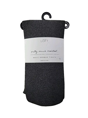 NEW Ann Taylor LOFT Pretty Much Essential Basic Opaque Tights Gray Large $14.50