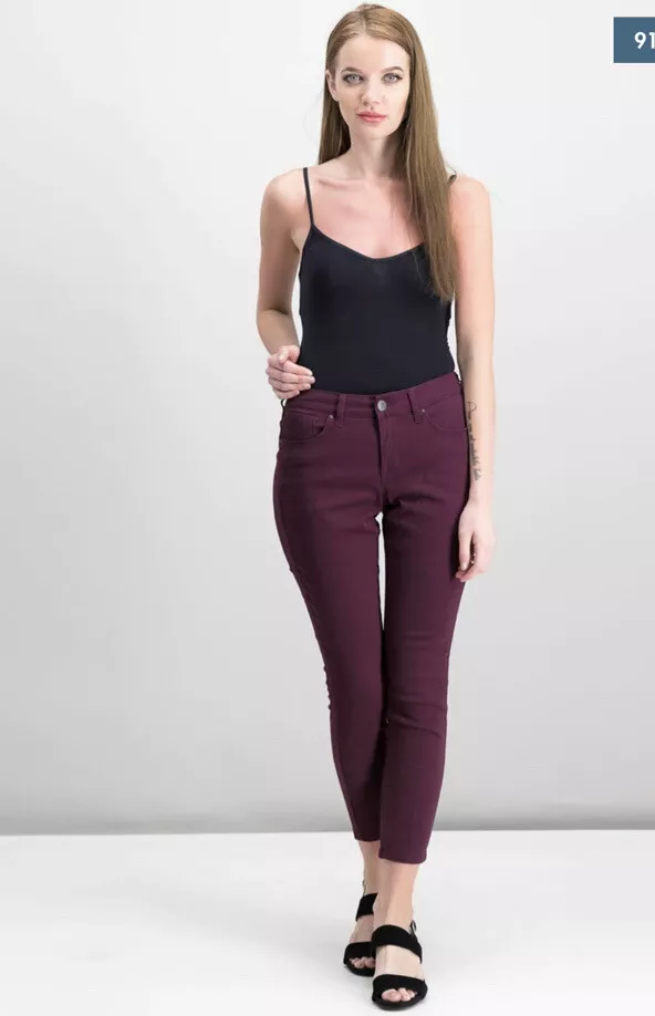 Style Co Womens 14P Berry Jam Mid Rise Curvy Fit Skinny Leg Pants Jeans NWT