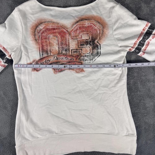 2003 Y2K Harley-Davidson Women’s Pullover No Neck Shirt L White Airbrush Graphic - Picture 5 of 6