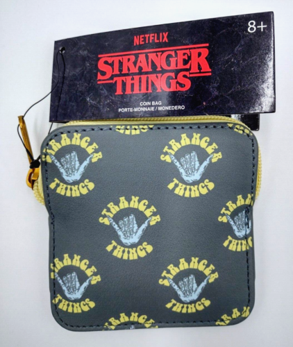 Stranger Things Zipper Coin Bag Funko Netflix Simulated Gray Leather Wallet - Picture 1 of 5