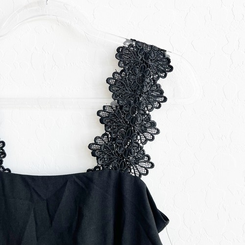 Mini vestido para mujer Lulus de encaje floral transparente sección media negro pequeño nuevo con etiquetas - Imagen 5 de 9