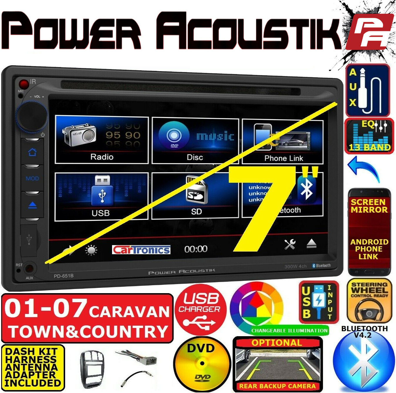 01-07 CARAVAN TOWN & COUNTRY BLUETOOTH TOUCHSCREEN CD DVD USB Car Radio Stereo